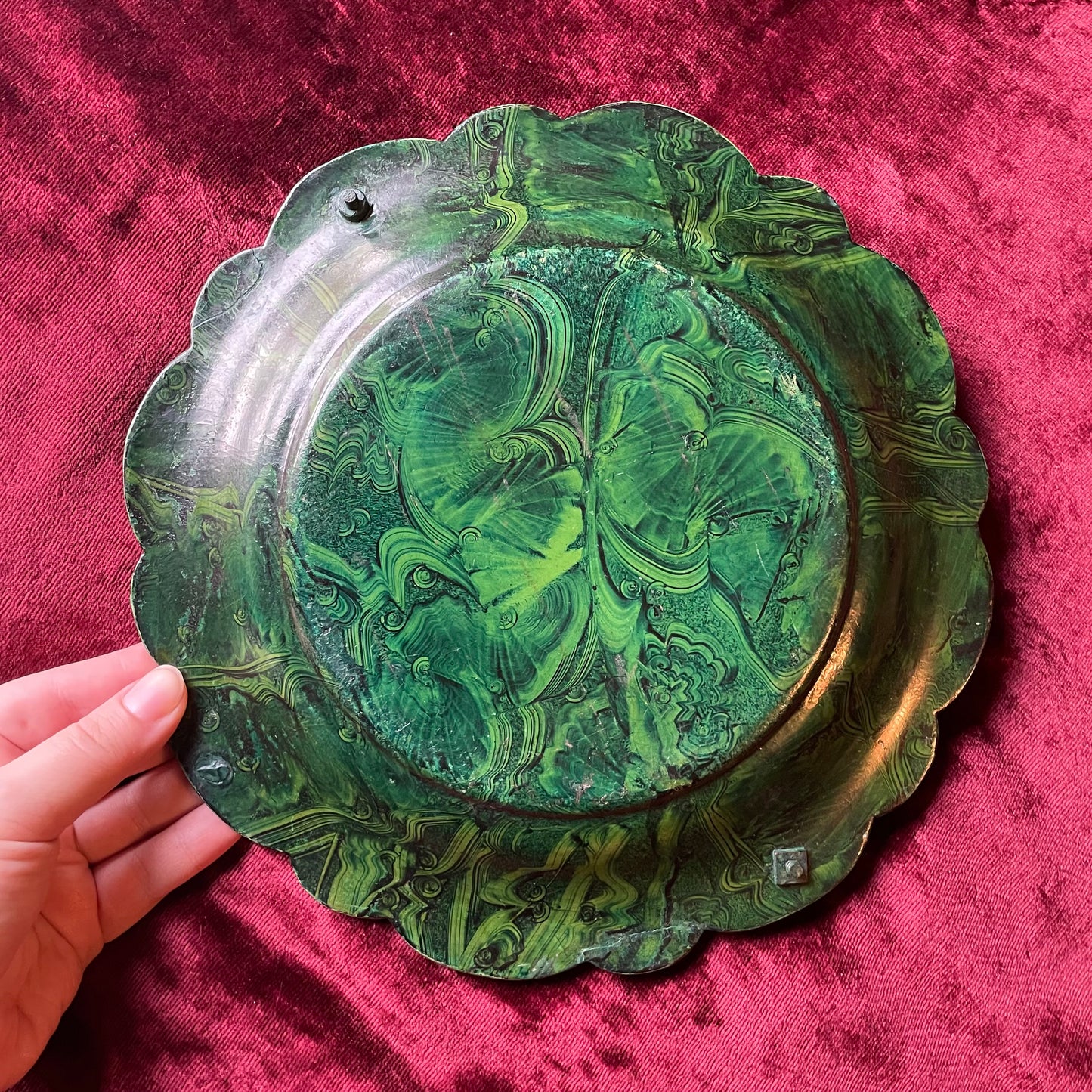 Victorian Faux Malachite Calling Card Tray