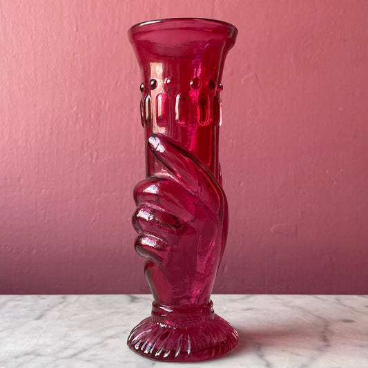 Victorian Hand Vase | Ruby Glass
