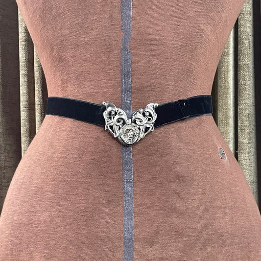Art Nouveau Belt Buckle on Black Velvet