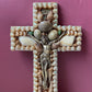 Antique Shellwork Crucifix Holy Water Font