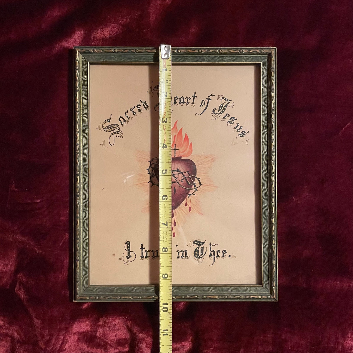 Antique Sacred Heart Painting