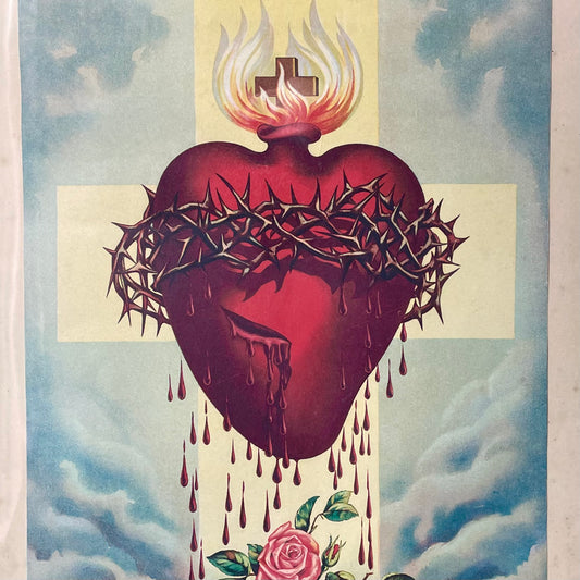 Antique Double Sacred Heart Print