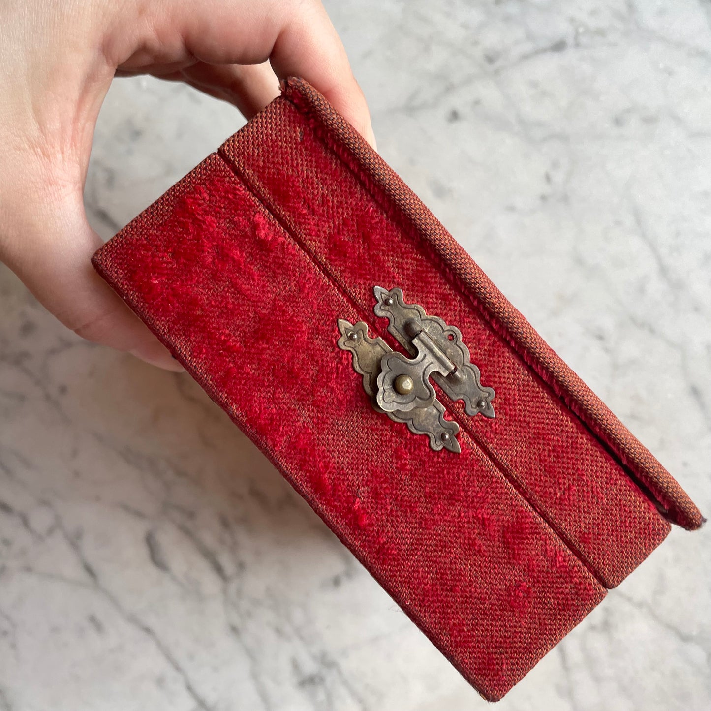 Victorian Red Velvet Handkerchief Box