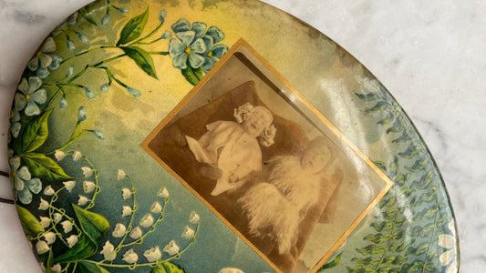 Antique Celluloid on Tin Photo of Babies