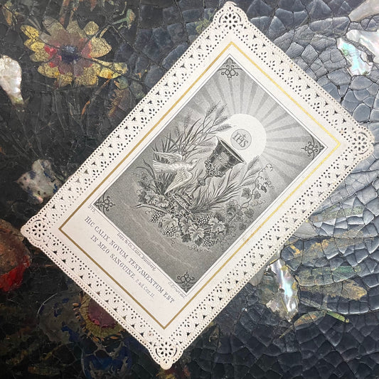 Antique Lace Paper Holy Card | The Eucharist