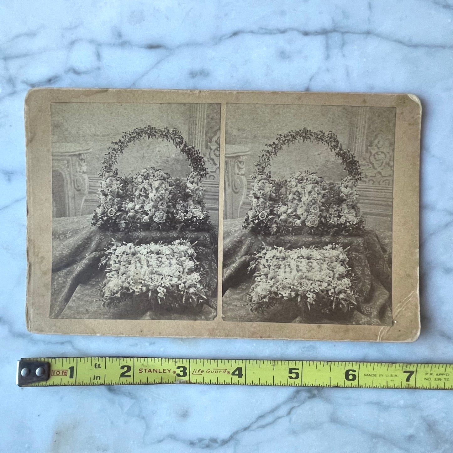 Victorian Funeral Flowers | Trio of Stereocards