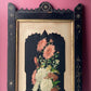 Large Victorian Floral Lithograph in Black Aesthetic Movement Frame