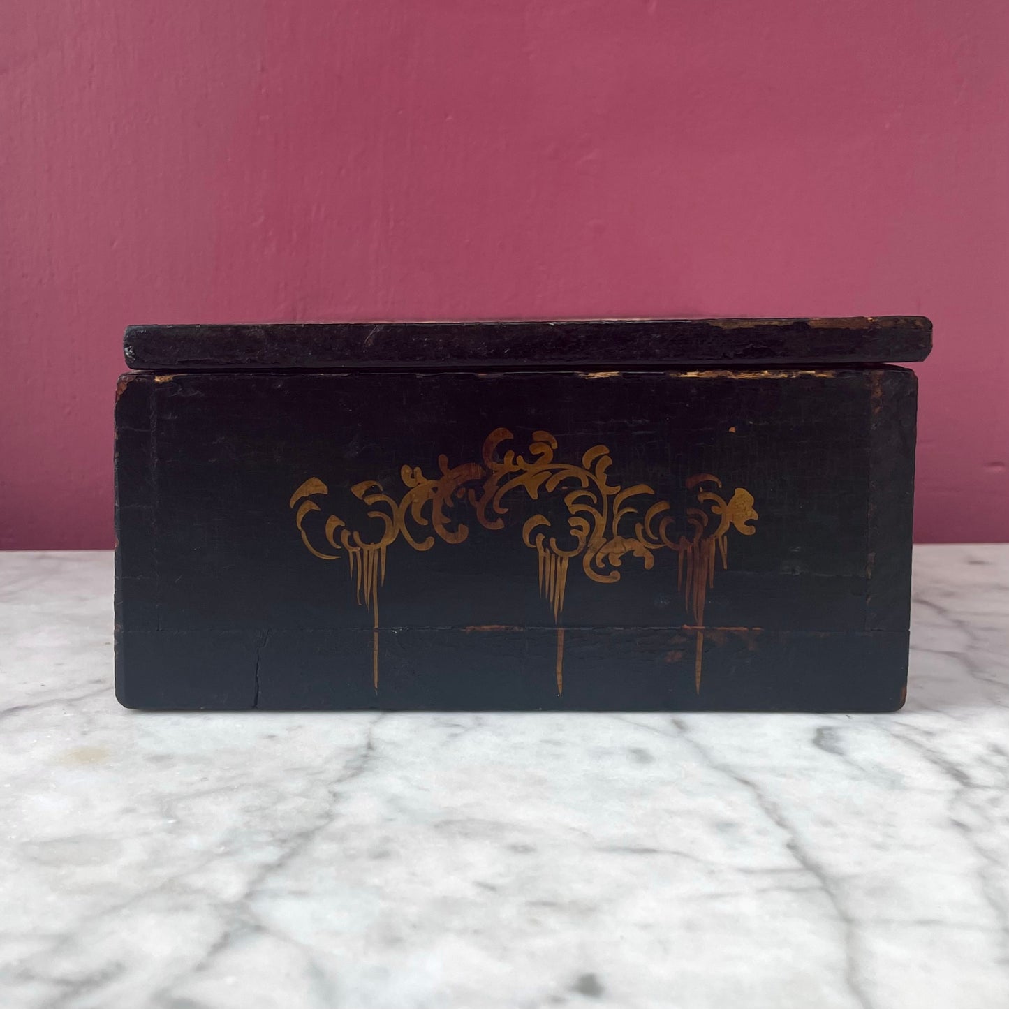 Victorian Floral Painted Box with Mother of Pearl