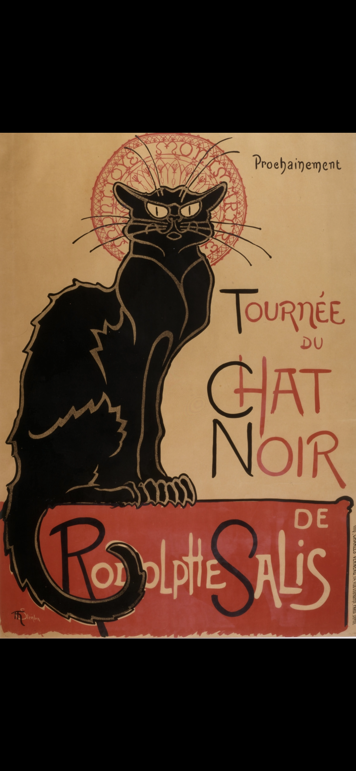 Vintage Folk Art Chat Noir Wooden Wall Hanger