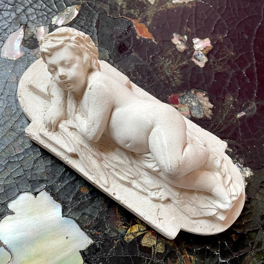 Infant Christ Asleep on the Cross | Antique Chalkware