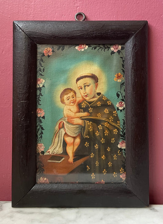 Antique Devotional Painting of St. Anthony