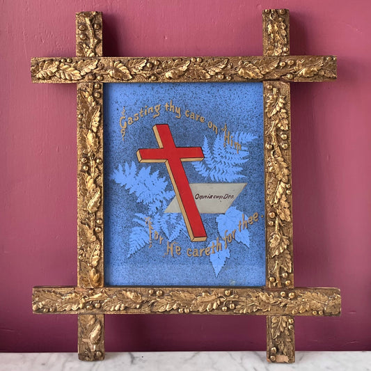 Omnia cum deo | Victorian Devotional Print in Gilded Frame