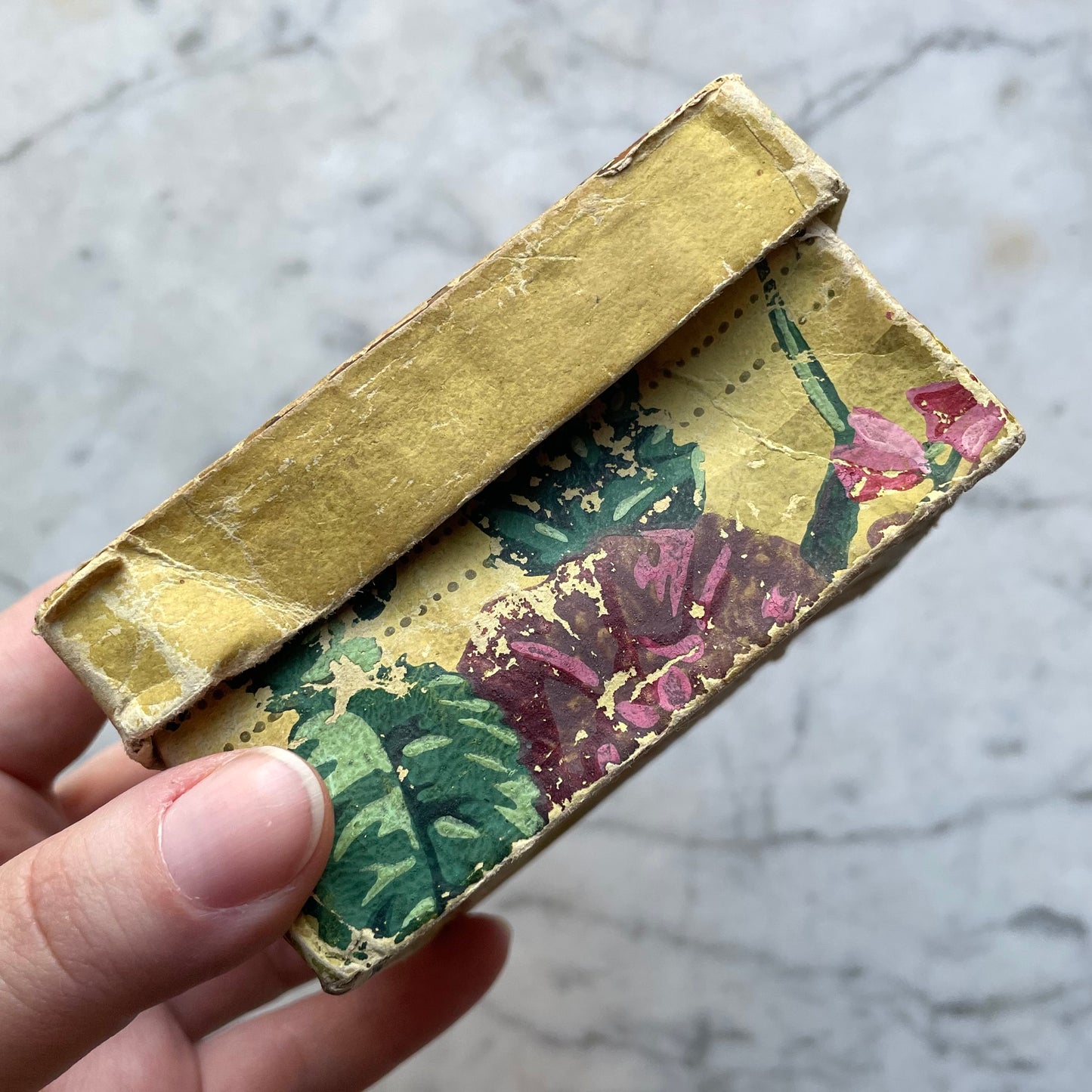 Early 19th C Wallpaper Box with Locks of Hair | 1825