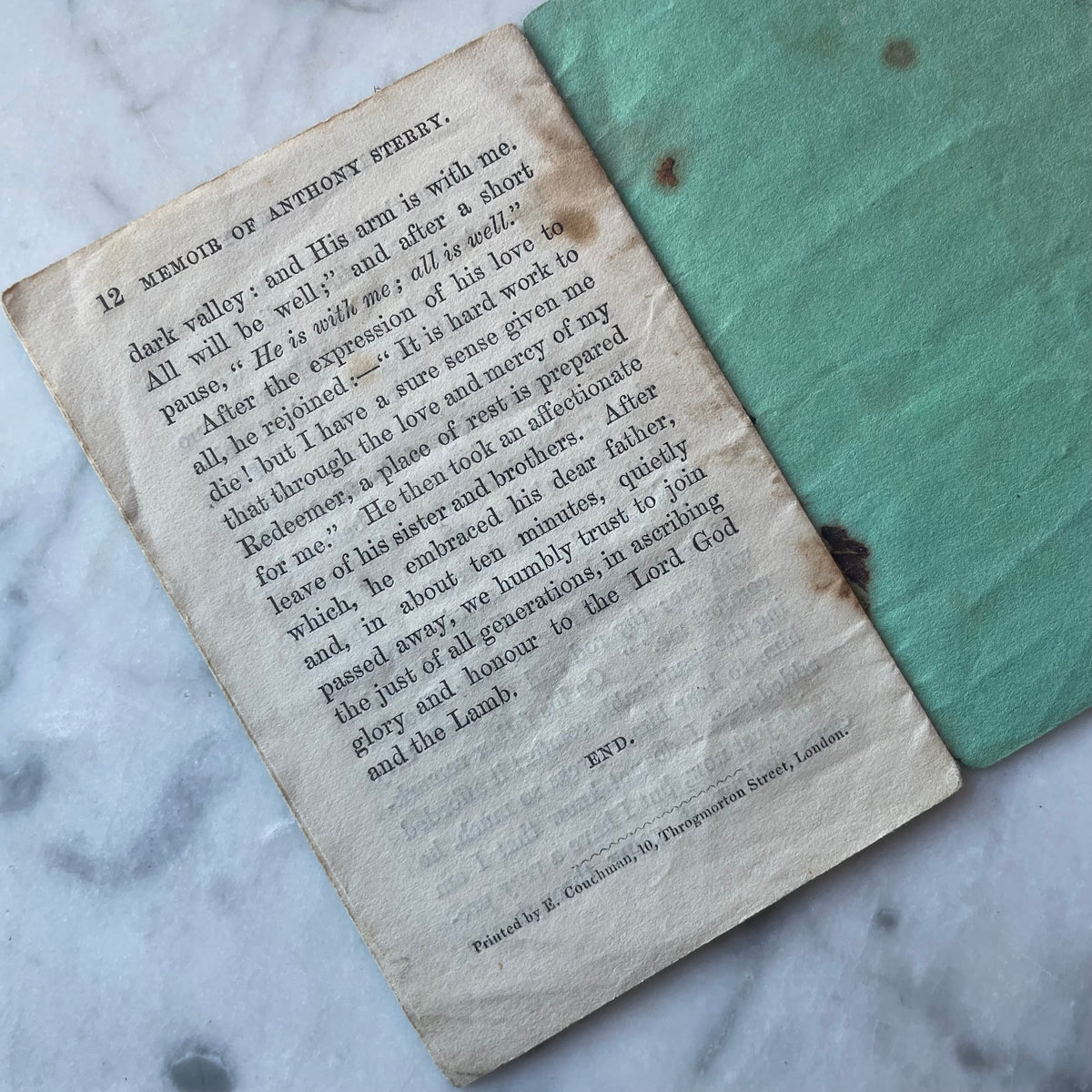 Memoir of Anthony Sterry | 1857 Mourning Chapbook