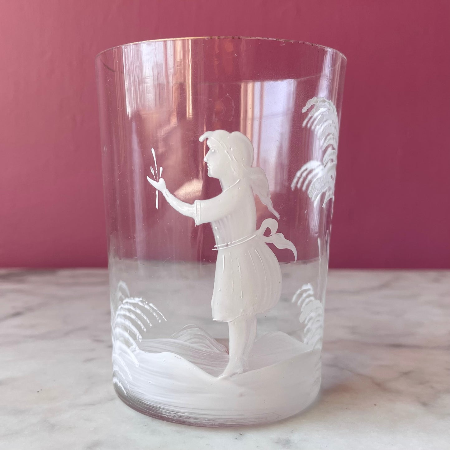 Antique Mary Gregory Glass Tumbler