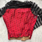 Victorian Heart Shaped Red Silk & Black Mesh Blouse