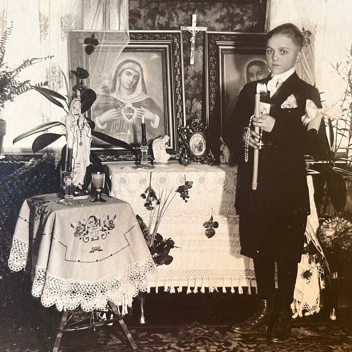 Antique First Communion Cabinet Card
