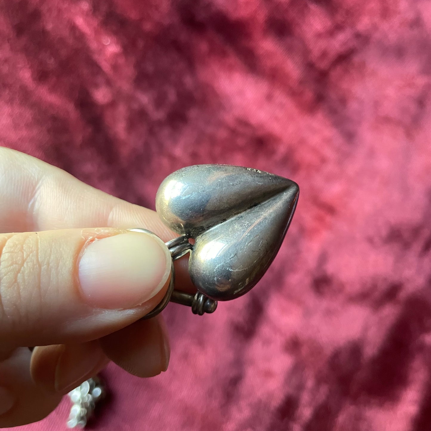 Victorian Style Vintage Sterling Silver Heart Pendant on Chain