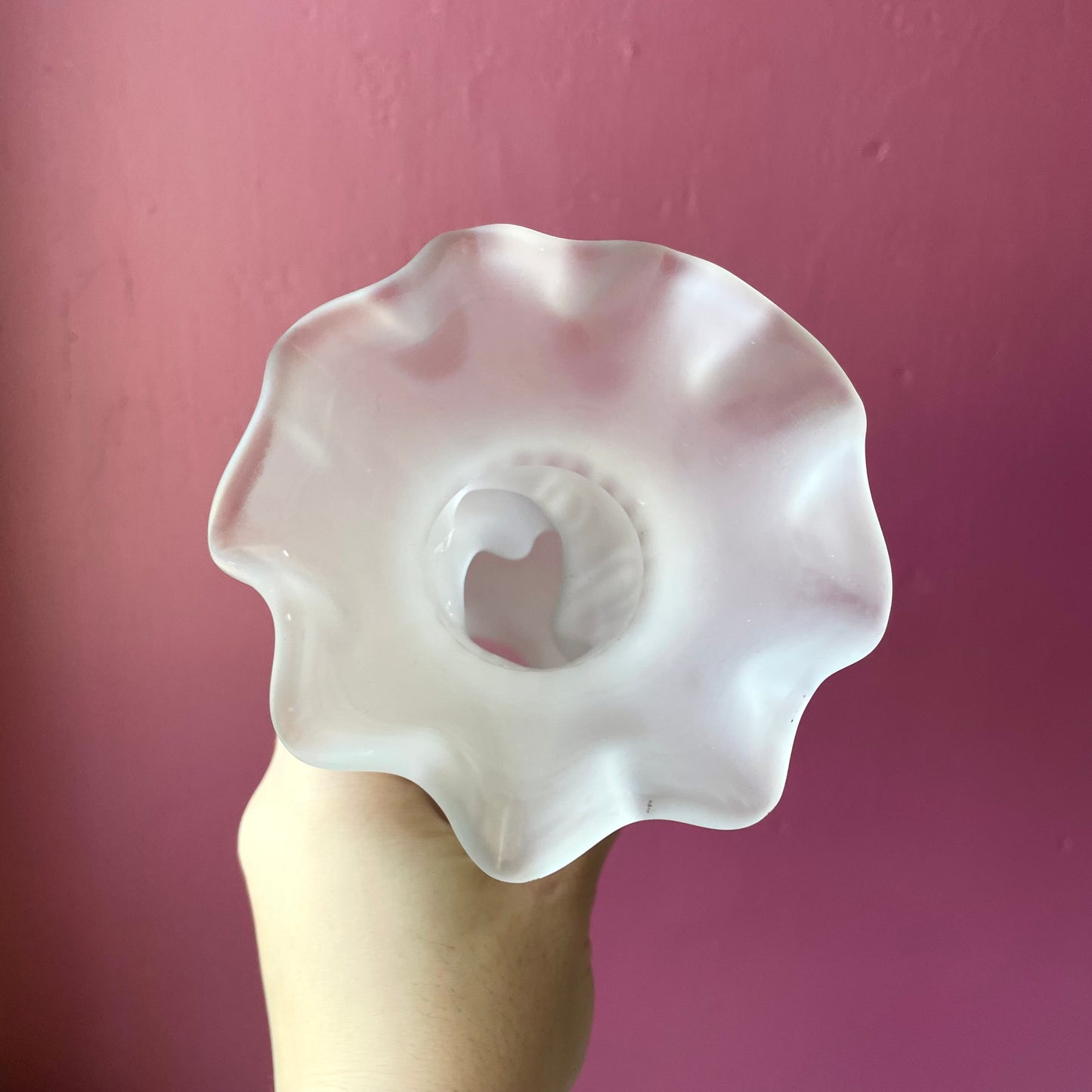 Antique Frosted Glass Hand Vase