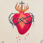 Antique Sacred Heart Painting