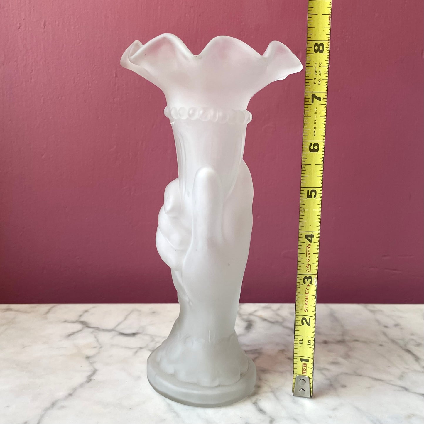 Antique Frosted Glass Hand Vase