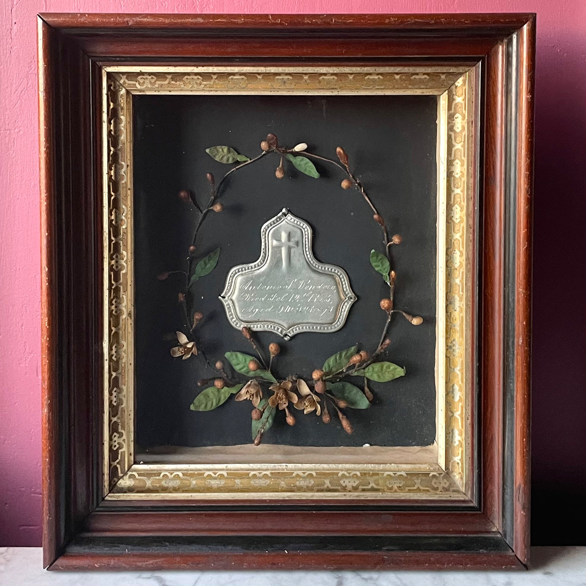 Victorian Casket Plate Memorial Shadow Box