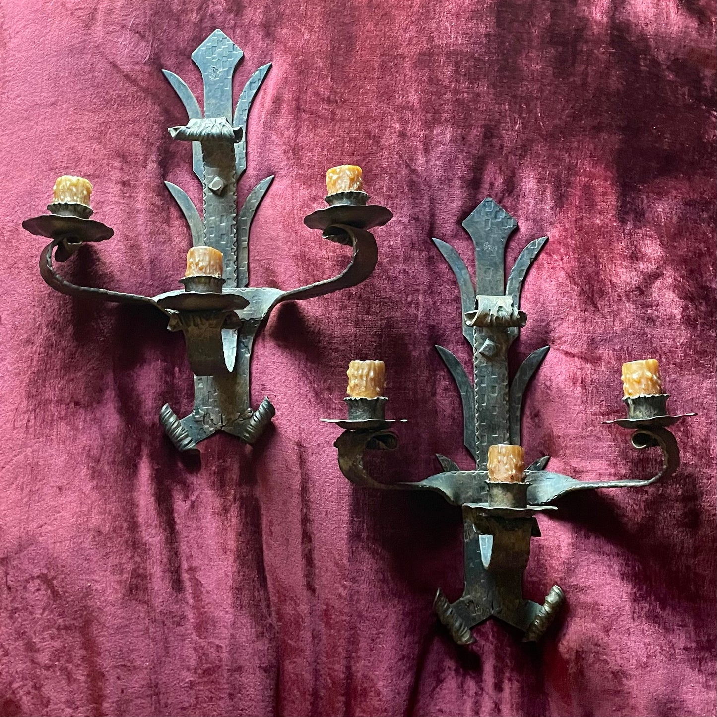 Vintage Spanish Wall Sconce Candle Holders