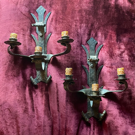 Vintage Spanish Wall Sconce Candle Holders