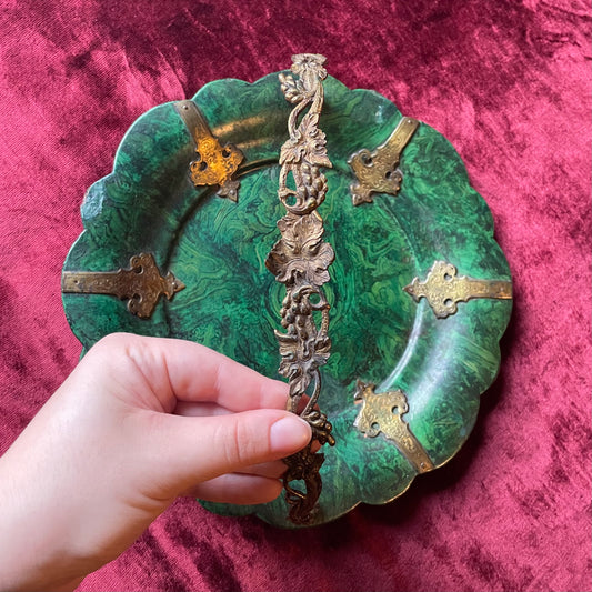 Victorian Faux Malachite Calling Card Tray