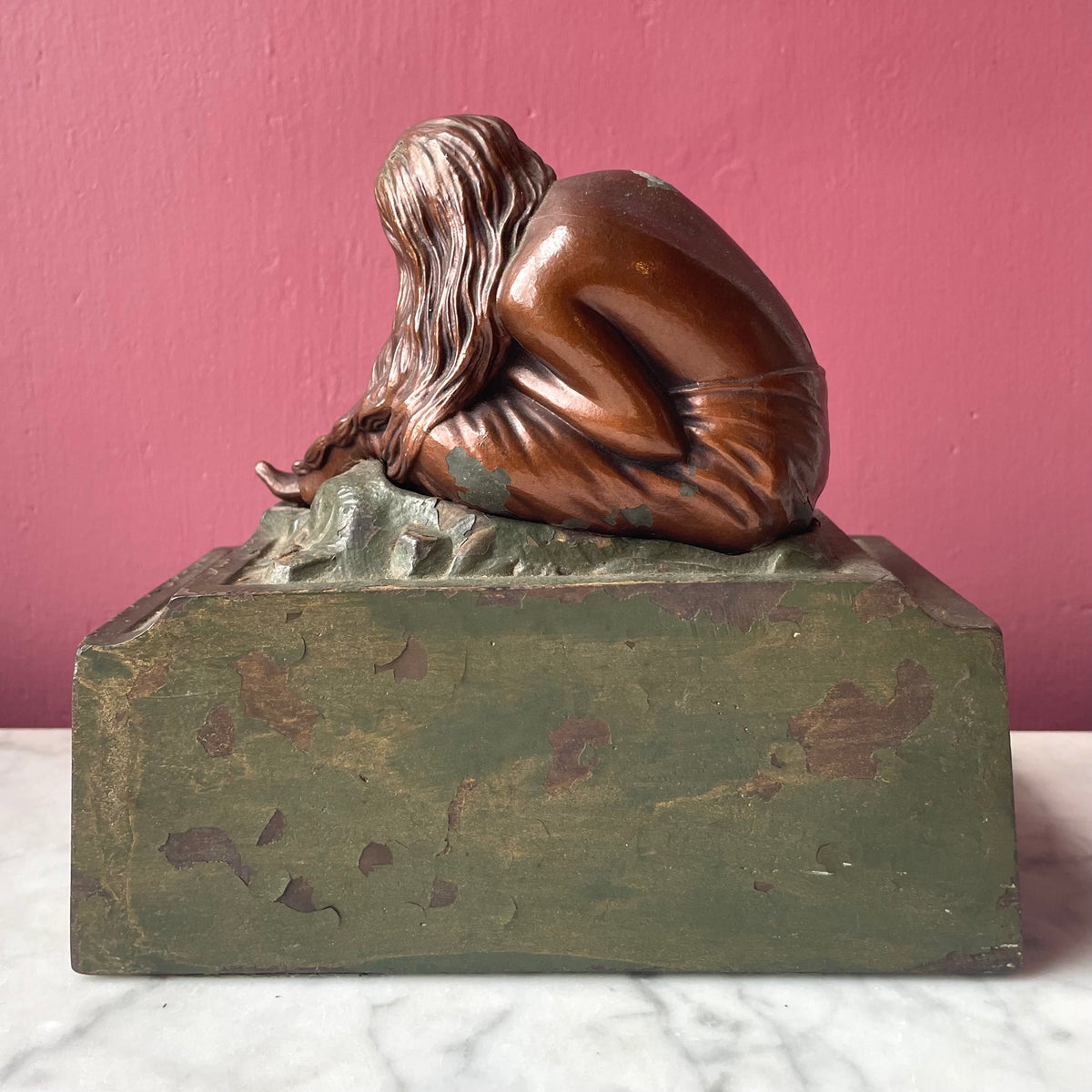 Grieving Girl Antique Art Nouveau Bookends