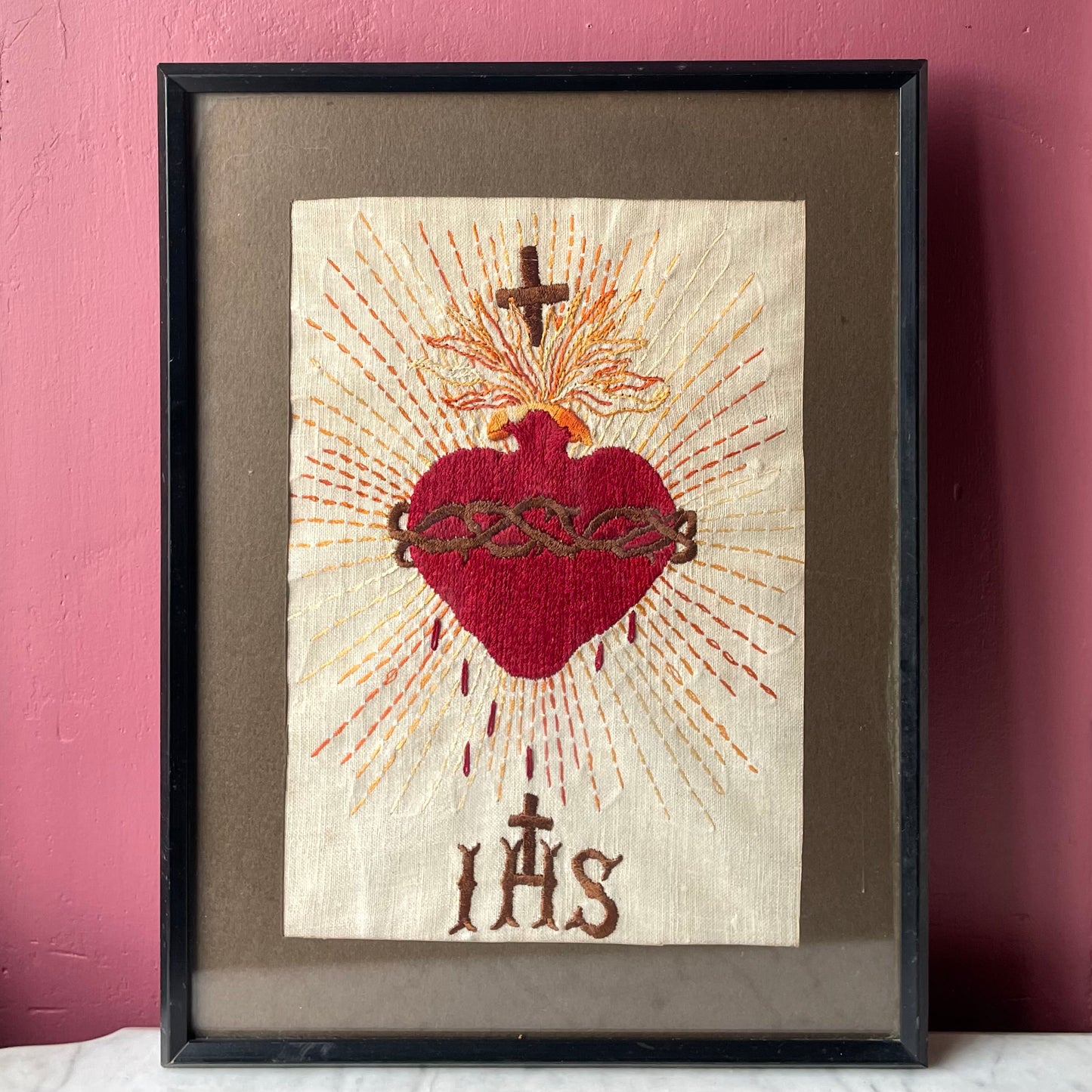 Antique Sacred Heart Embroidery