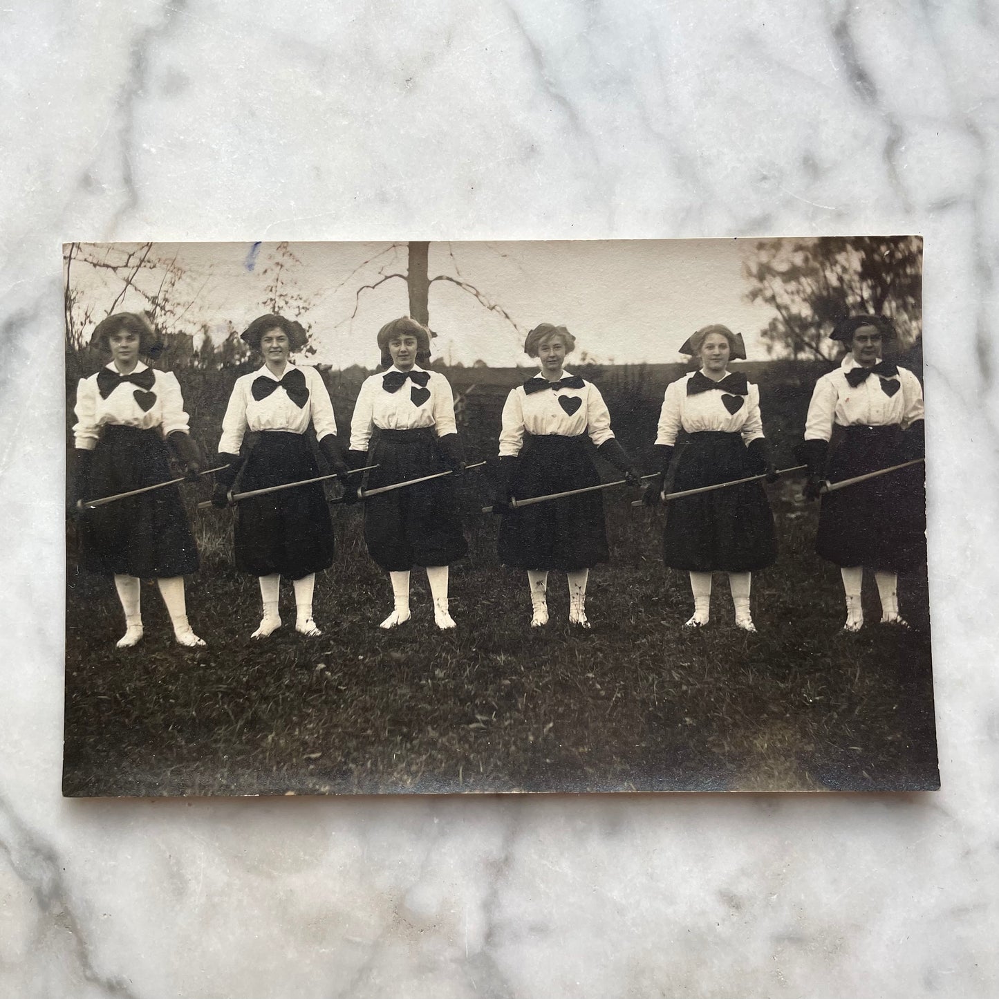 Antique Fencing Girls Real Photo Post Card