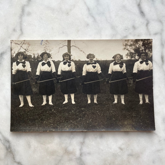 Antique Fencing Girls Real Photo Post Card
