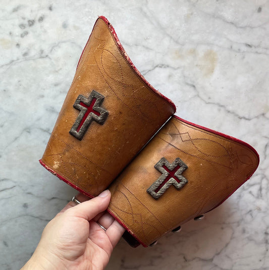 Antique Knights Templar Leather Gauntlets