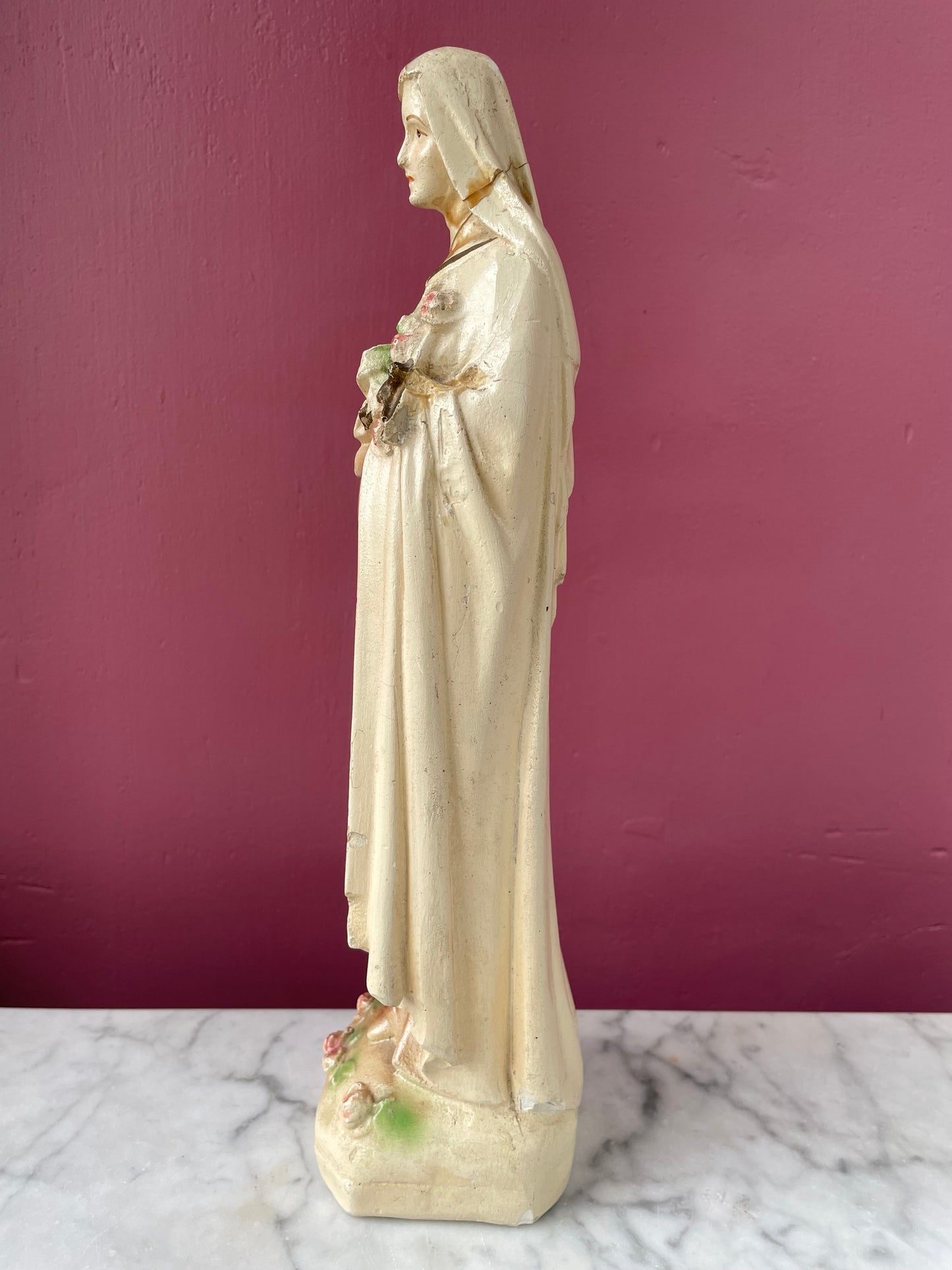 Vintage Chalkware Statue of Saint Thérèse of Lisieux