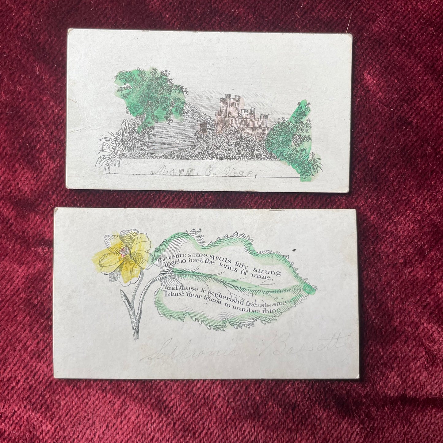 Early Victorian Hand Colored Calling Cards