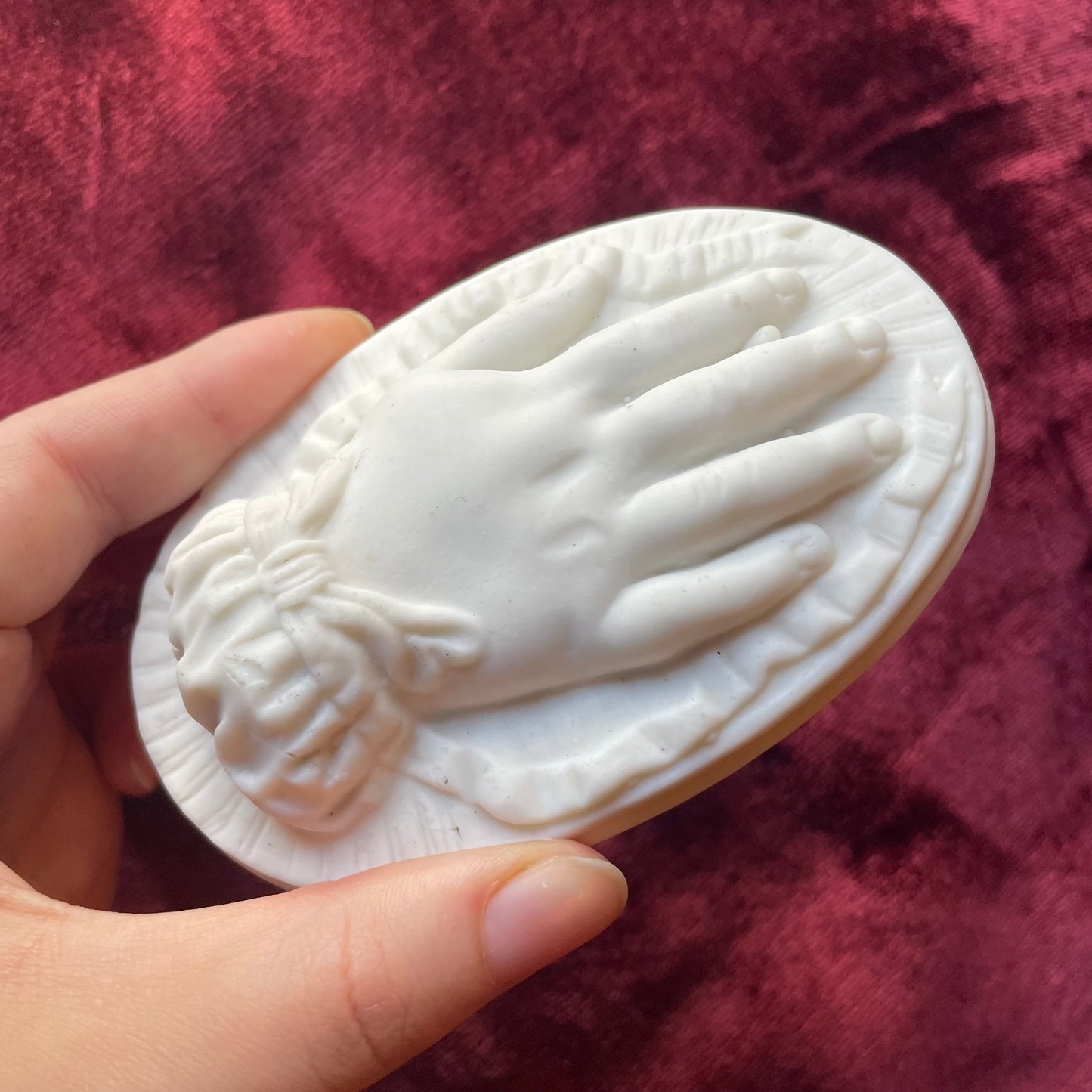 Victorian Parian Hand Trinket Box