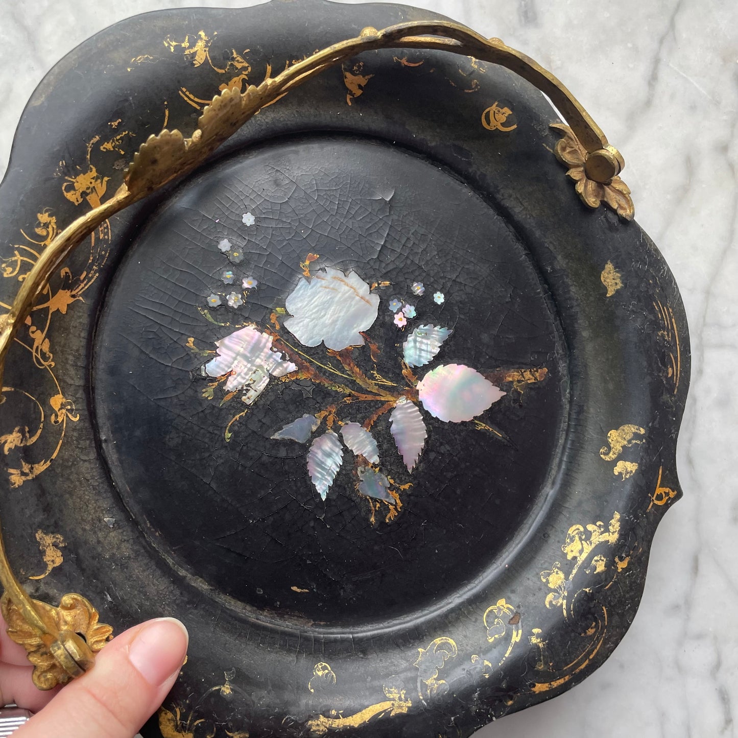 Victorian Mother of Pearl Inlaid Calling Card Tray