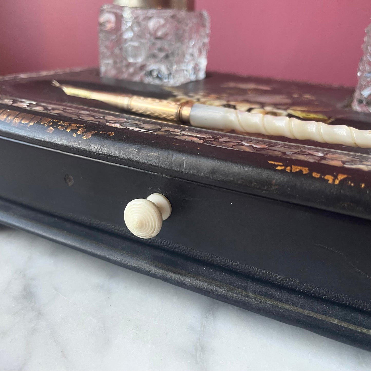 Victorian Mother of Pearl Inlaid Desk Set