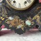 Victorian Cast Iron Mantle Clock with Mother of Pearl Inlay