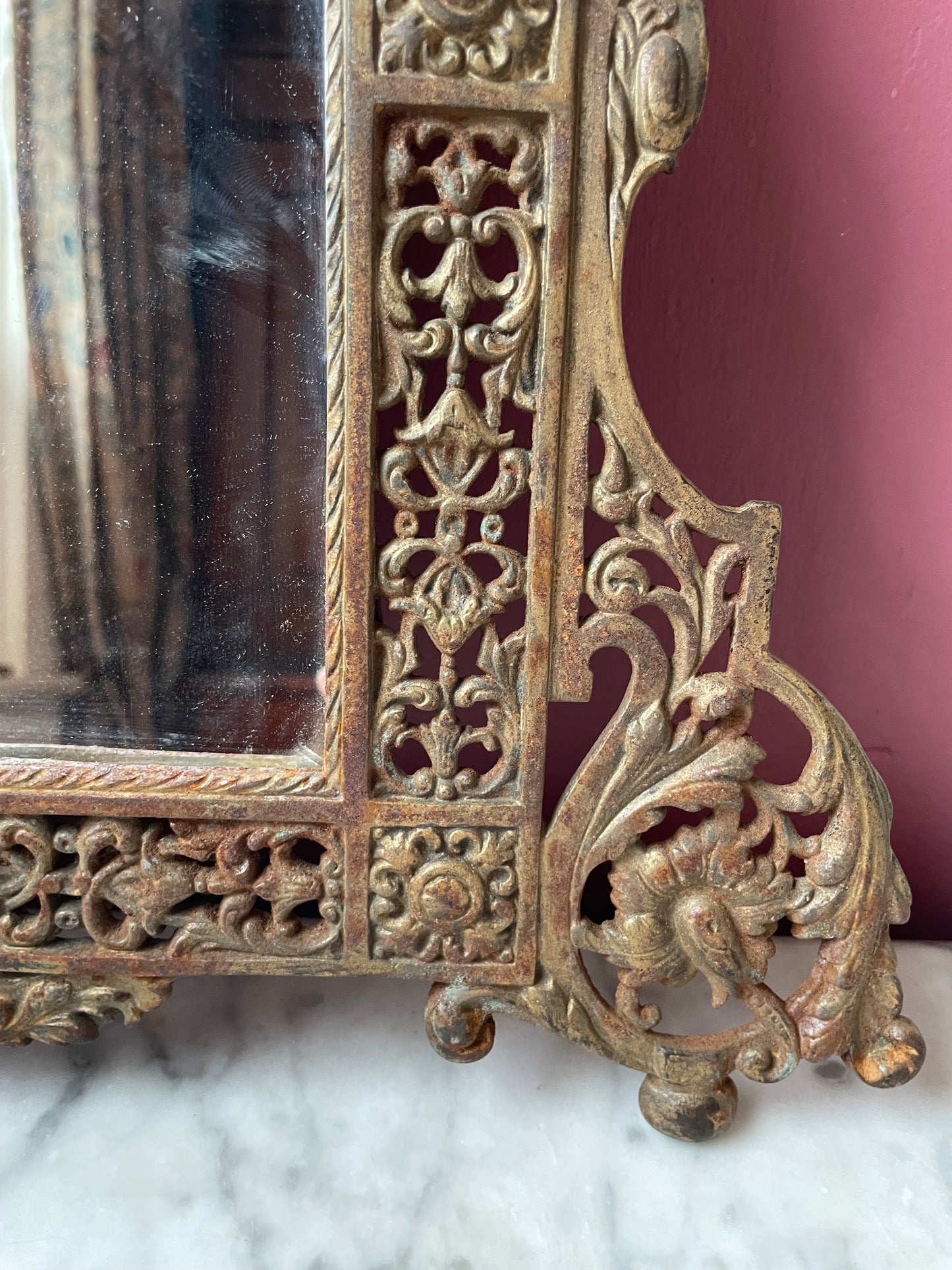 Victorian Ornate Brass Vanity Mirror