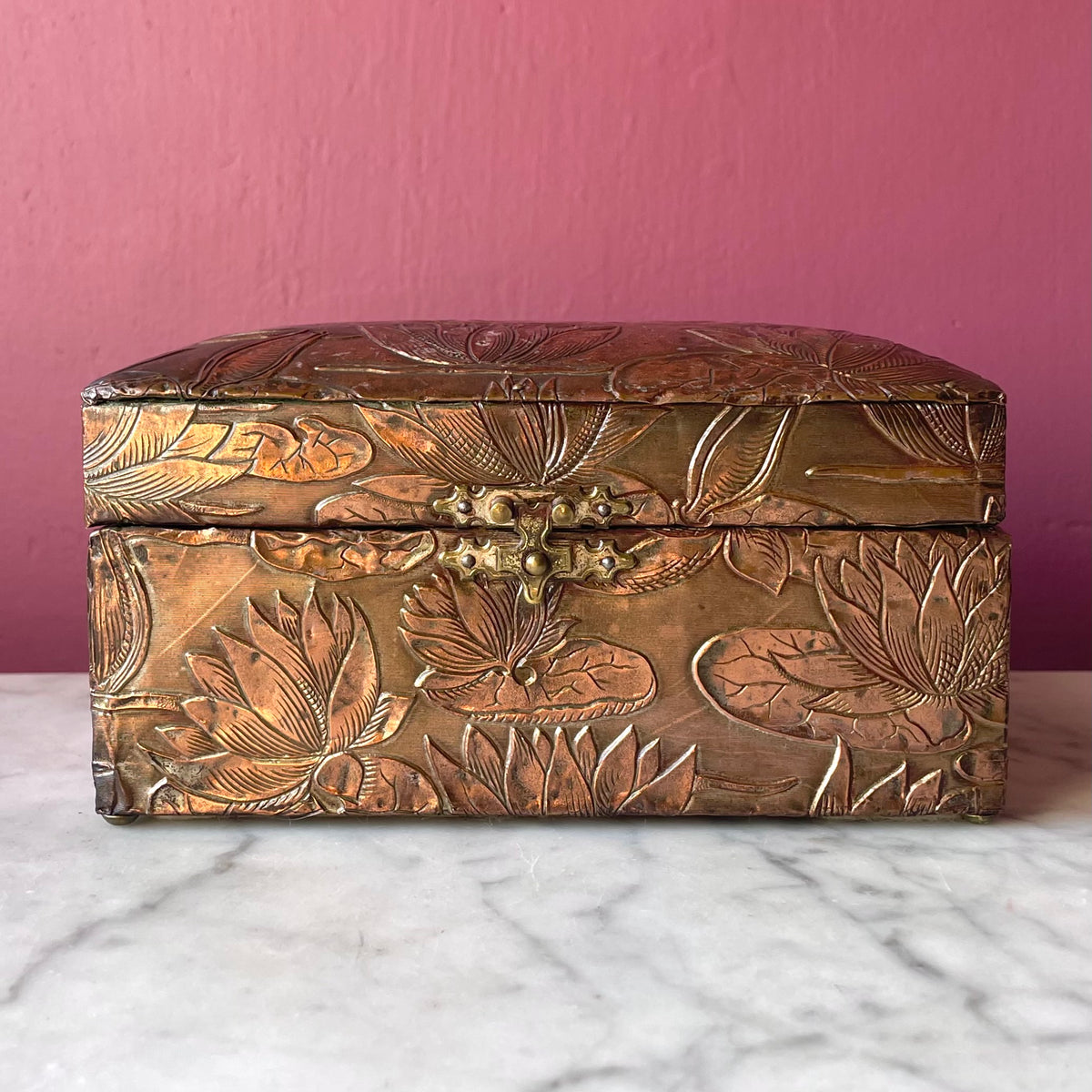 Victorian Sewing Box with Lotus Motif