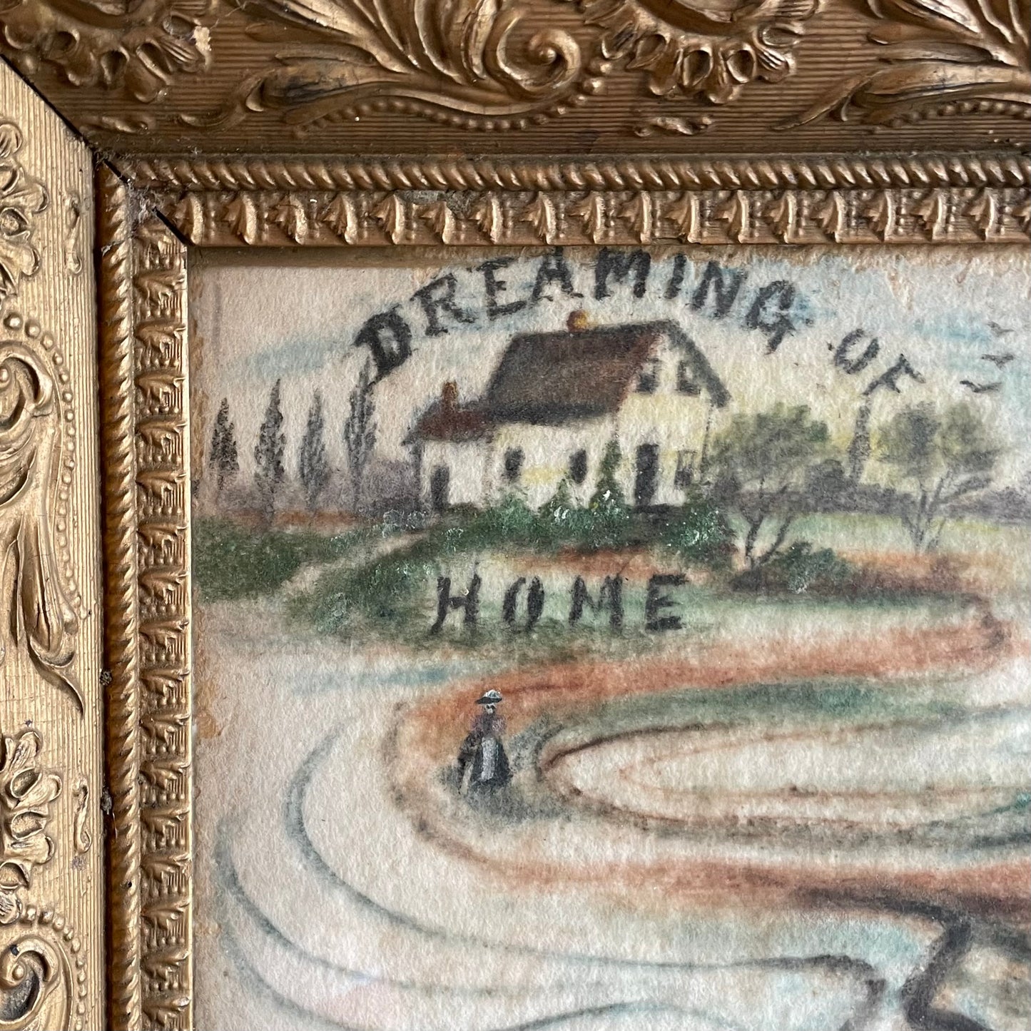 Victorian Art Nouveau Painting on Fabric