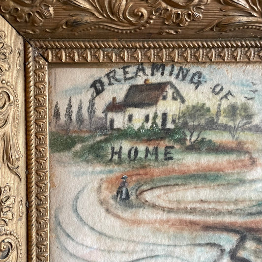 Victorian Art Nouveau Painting on Fabric