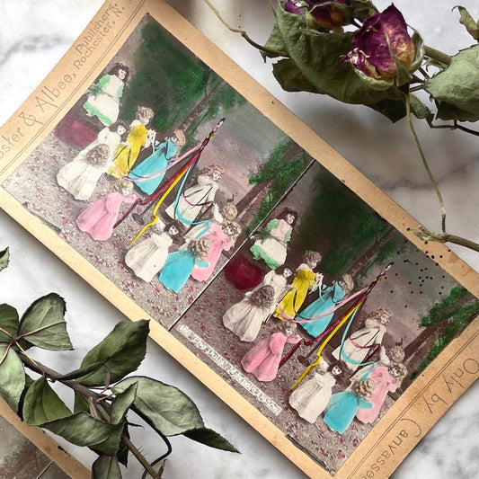 The Dolls’ May Pole Dance | Colorized Stereocard