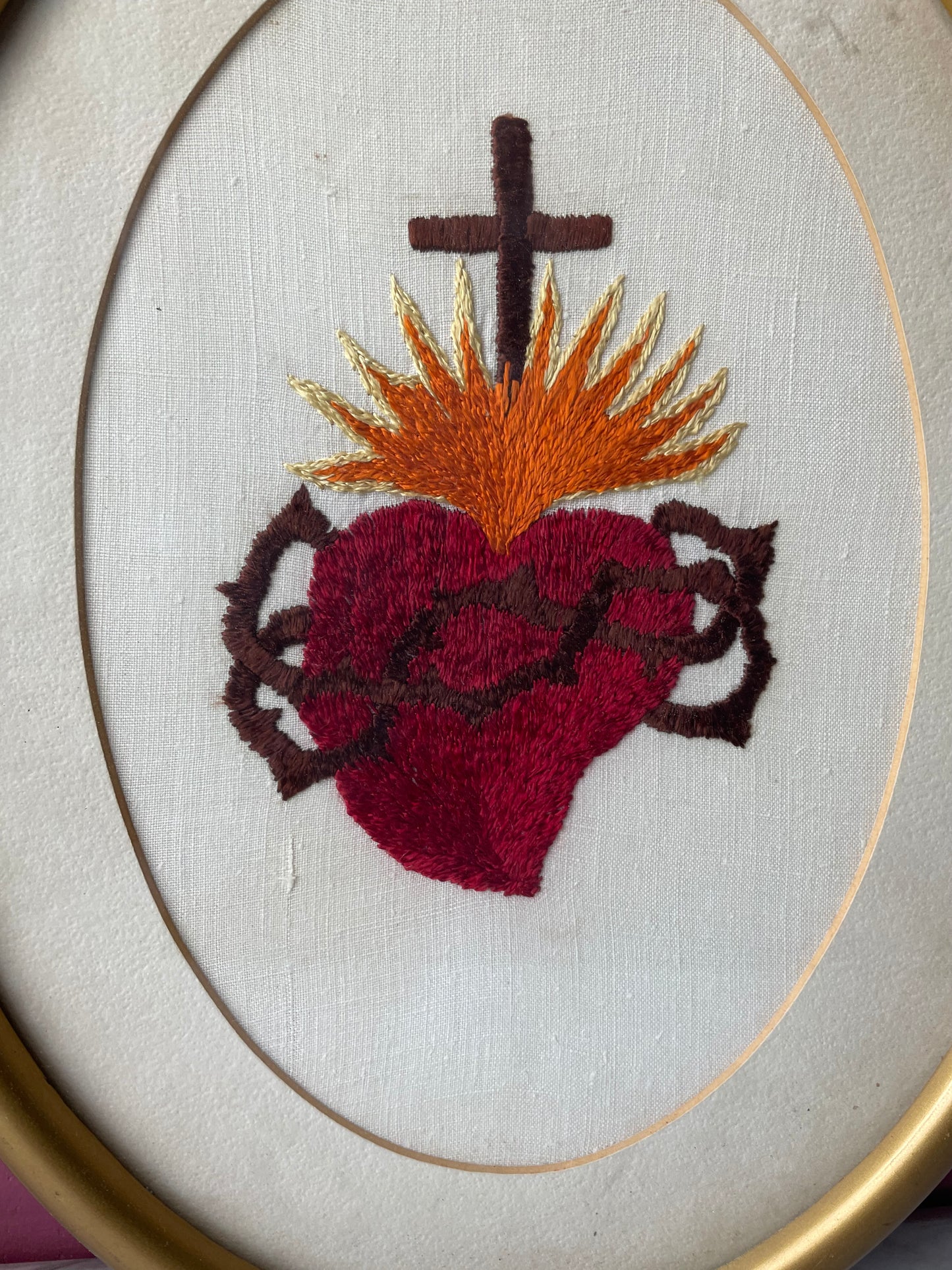 Antique Sacred Heart Embroidery