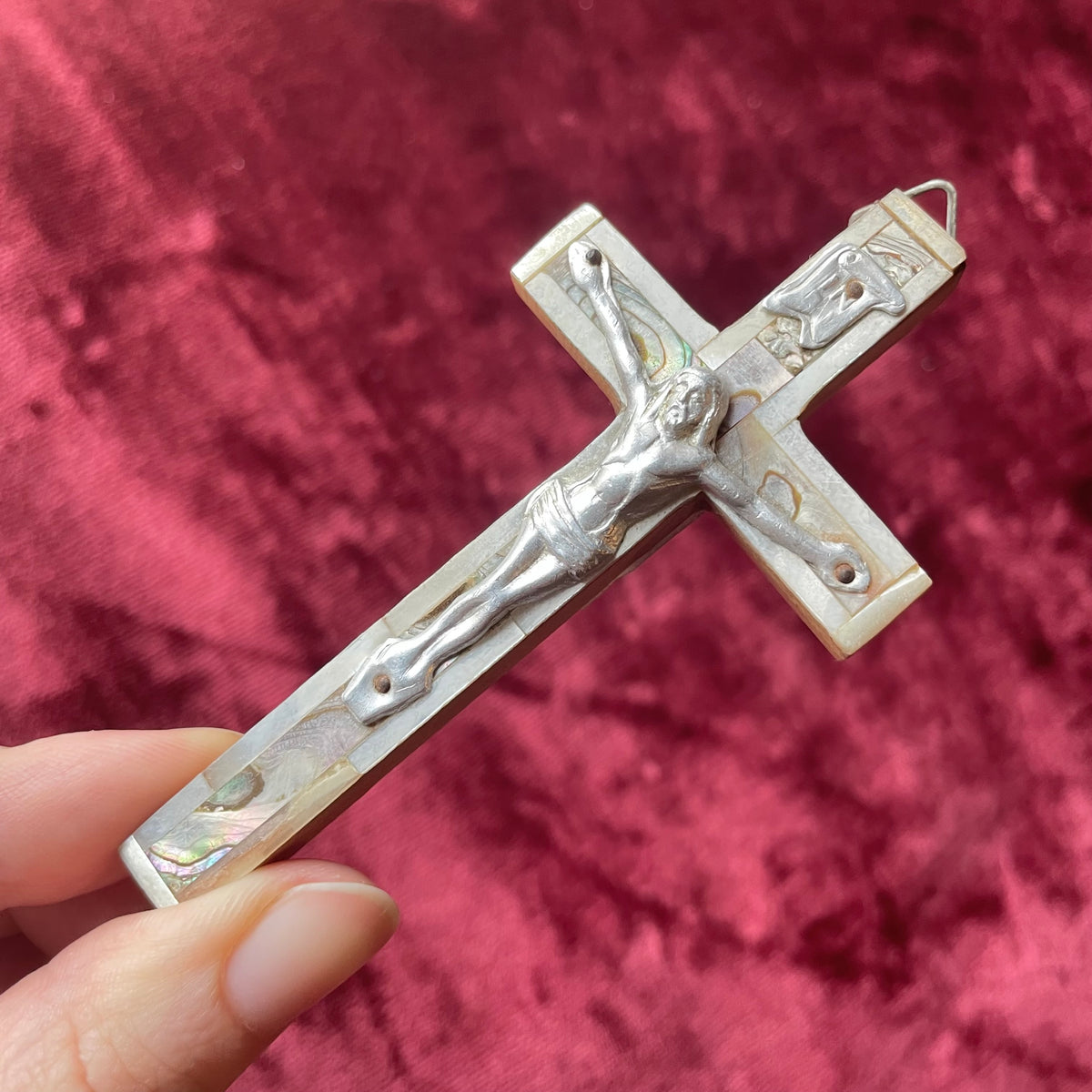 Vintage Abalone Crucifix | Holy Land Souvenir