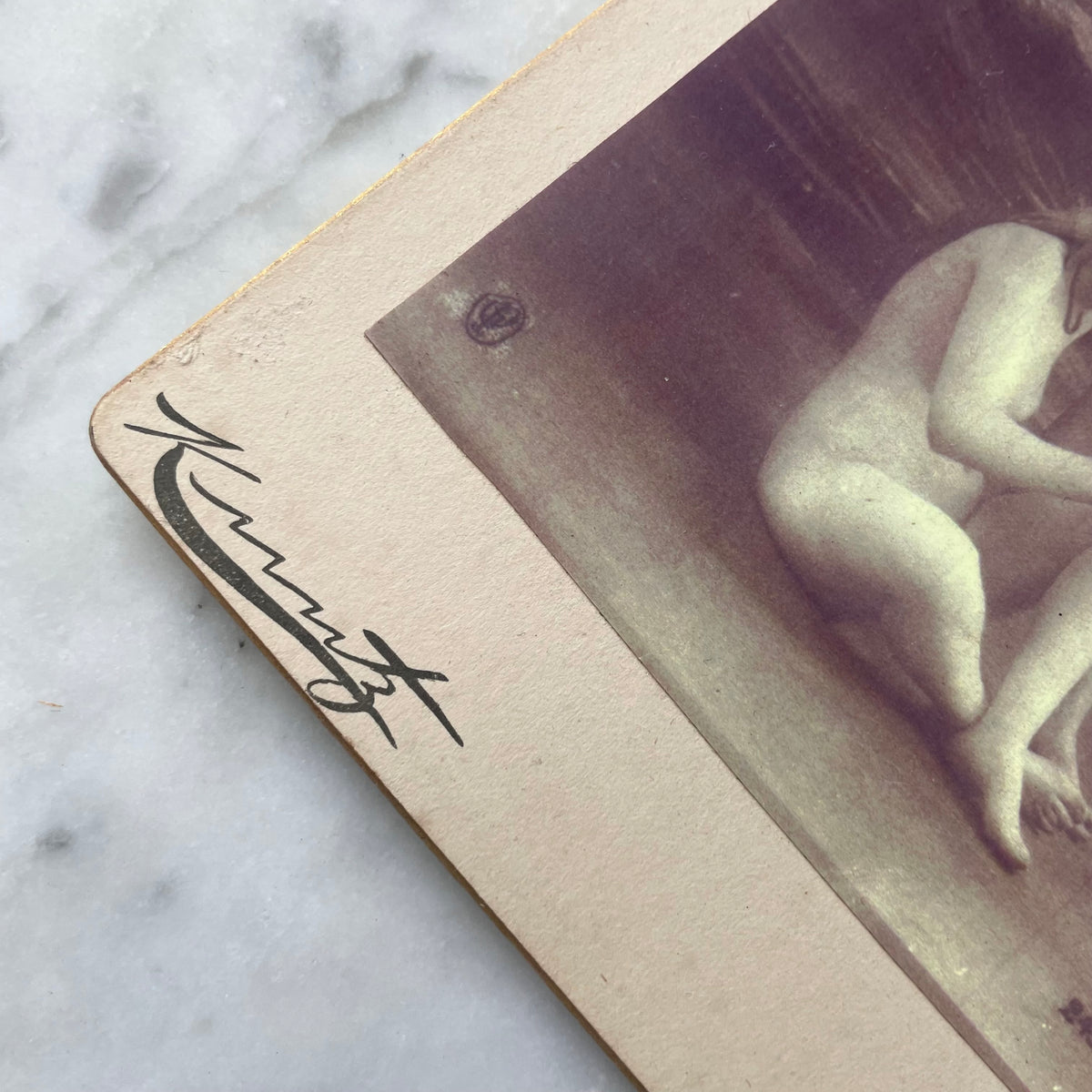 Antique Risqué Cabinet Card Photo of Two Nude Women