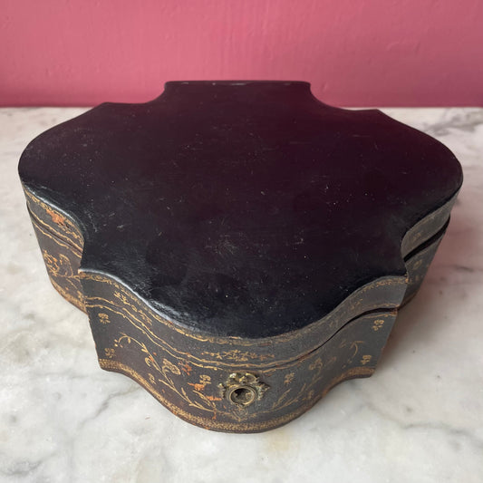 Antique Tooled & Gilded Leather Jewelry Box