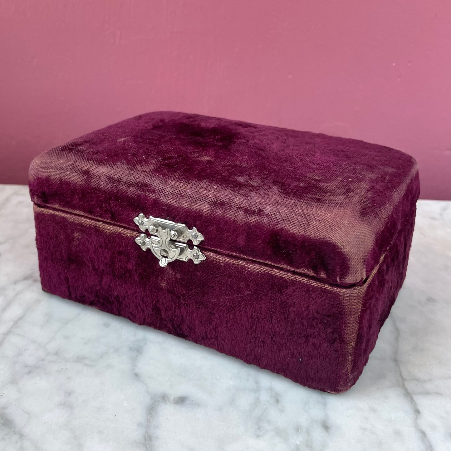 Victorian Purple Velvet Sewing Box